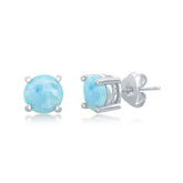 Sterling Silver 6mm Larimar Stud Earrings