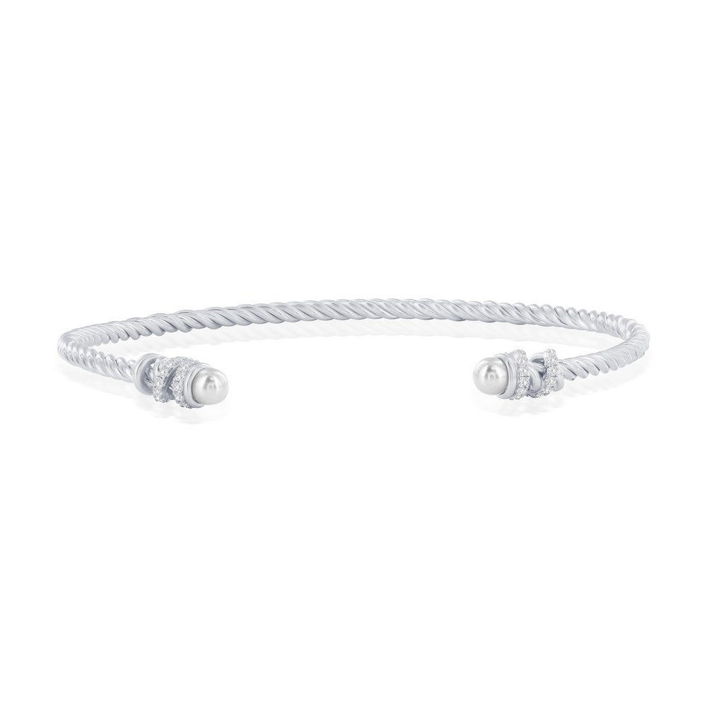 Sterling Silver Pearl Bangle – Caribbean Treasures