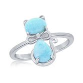 Sterling Silver, Larimar Cat Ring