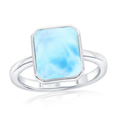 Sterling Silver, Rectangle Larimar Ring