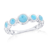 Sterling Silver, Graduating Round Larimar Ring