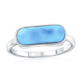 Sterling Silver, Oval Shaped Larimar Ring