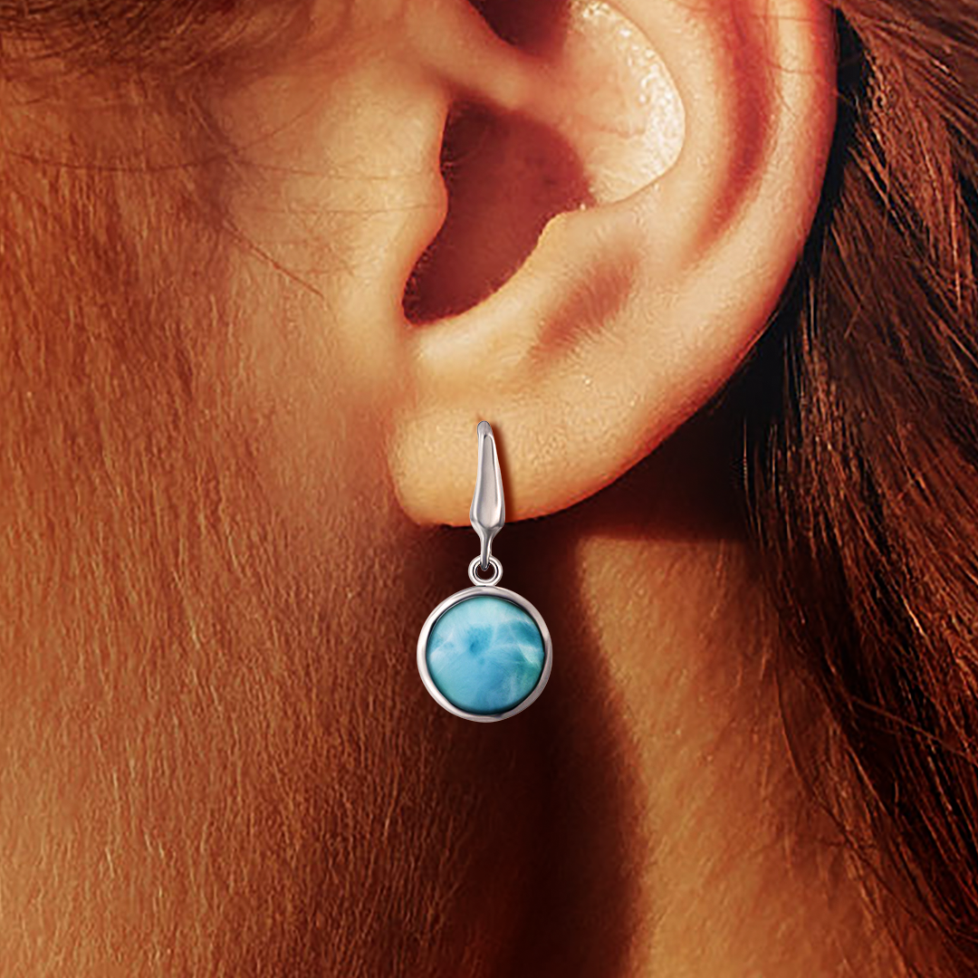 Ocean Droplet Larimar Earrings