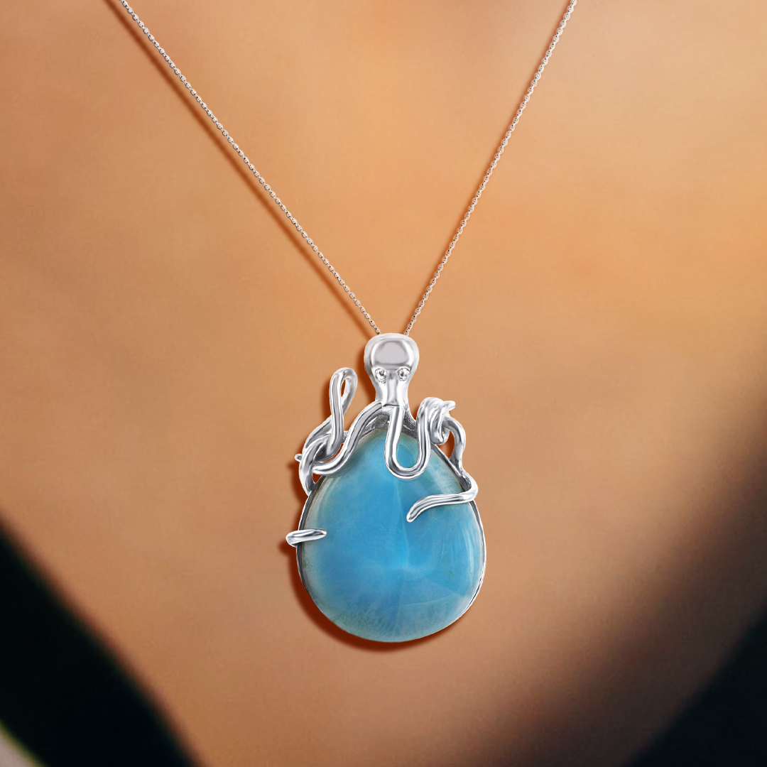 Deep Sea Guardian Larimar Octopus Pendant