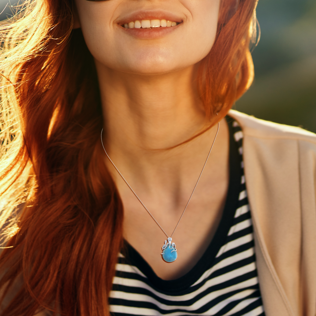 Deep Sea Guardian Larimar Octopus Pendant