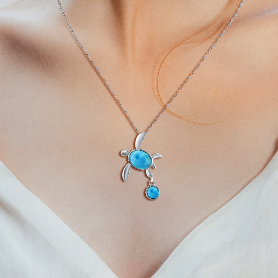 Coastal Explorer Larimar Turtle Pendant