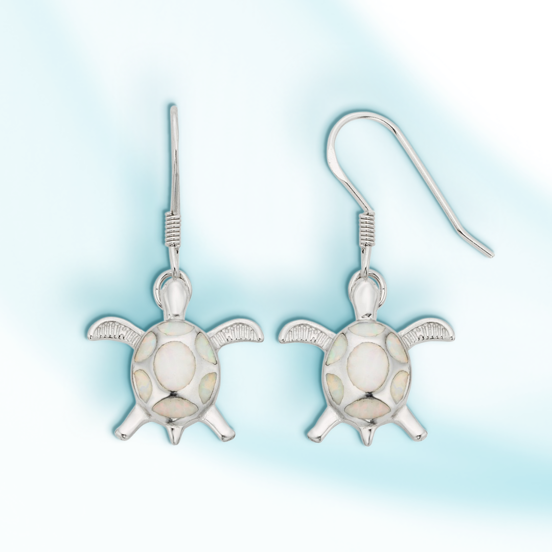 Pearl Bay White Opal Turtle Earrings