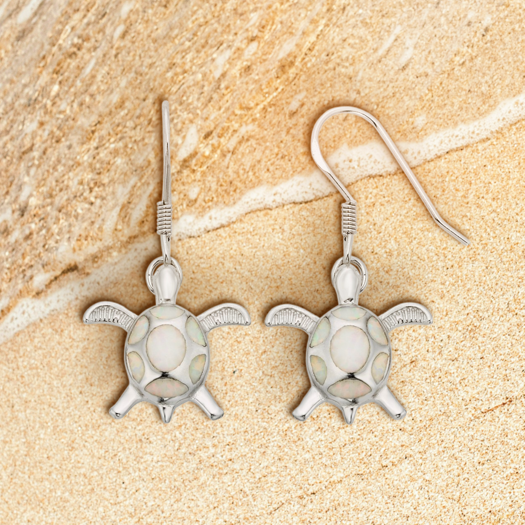 Pearl Bay White Opal Turtle Earrings