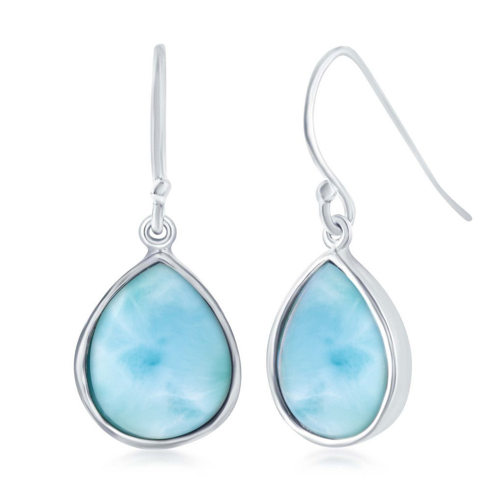 Sterling Silver, Teardrop Larimar Earrings