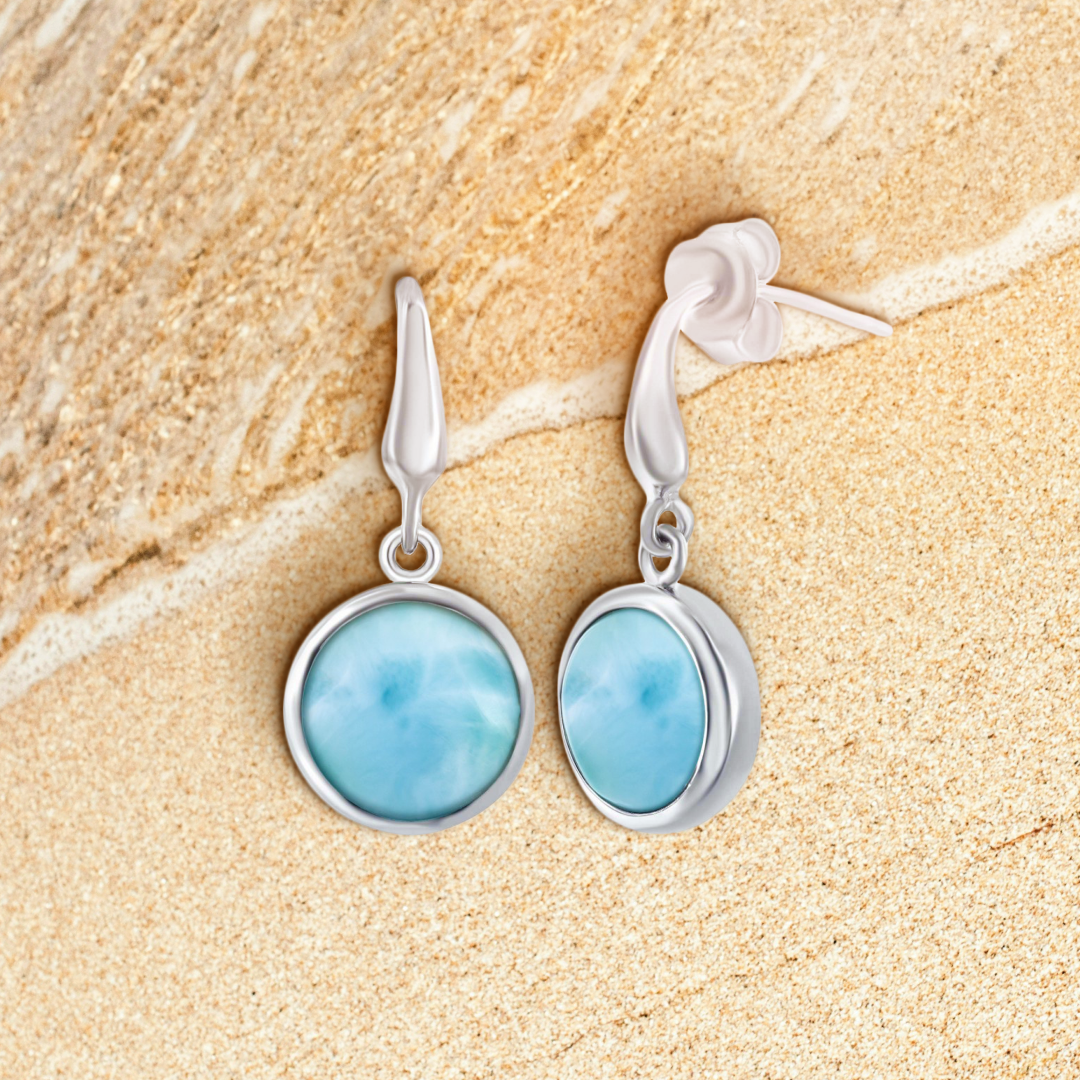 Ocean Droplet Larimar Earrings