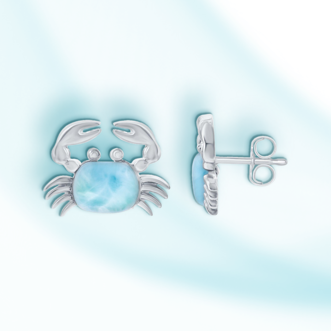 Coastal Guardian Larimar Crab Studs