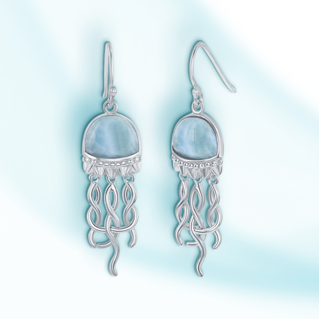 Dancing Medusa Larimar Jellyfish Earrings