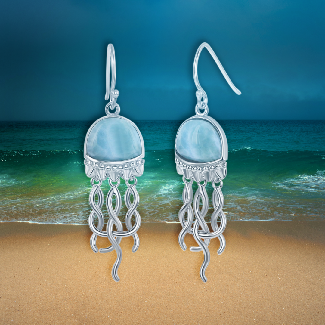 Dancing Medusa Larimar Jellyfish Earrings