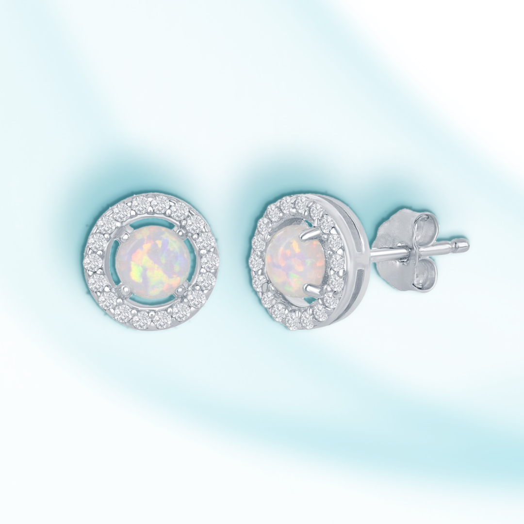 Moonlit Rose Opal Stud Earrings