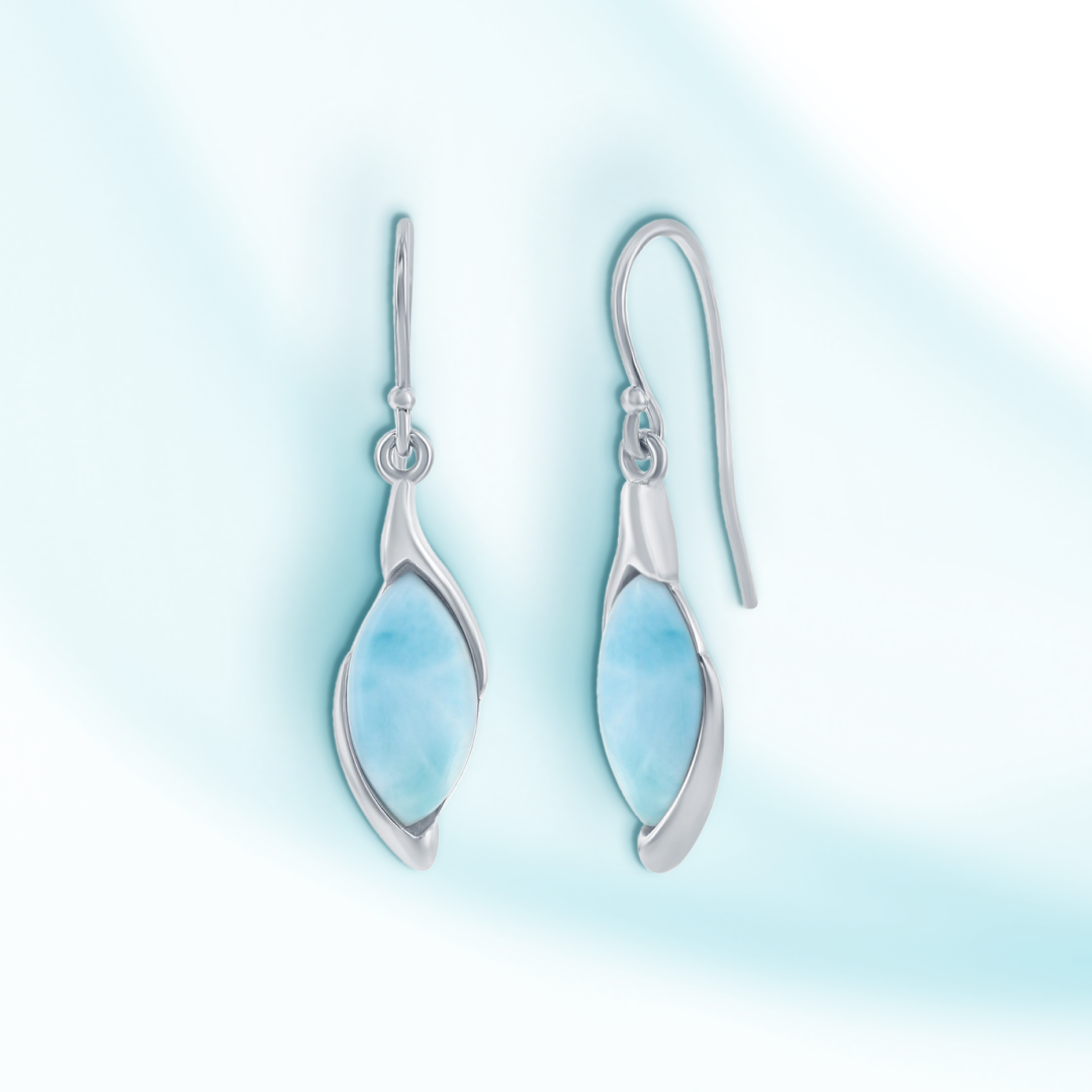 Ocean Whispers Marquise Larimar Earrings