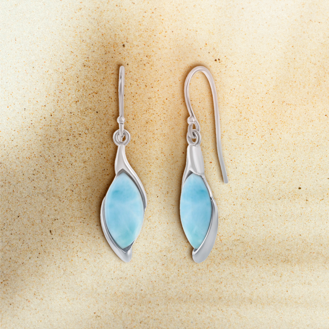 Ocean Whispers Marquise Larimar Earrings