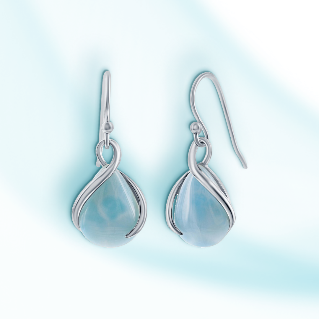 Caribbean Swirl Larimar Earrings