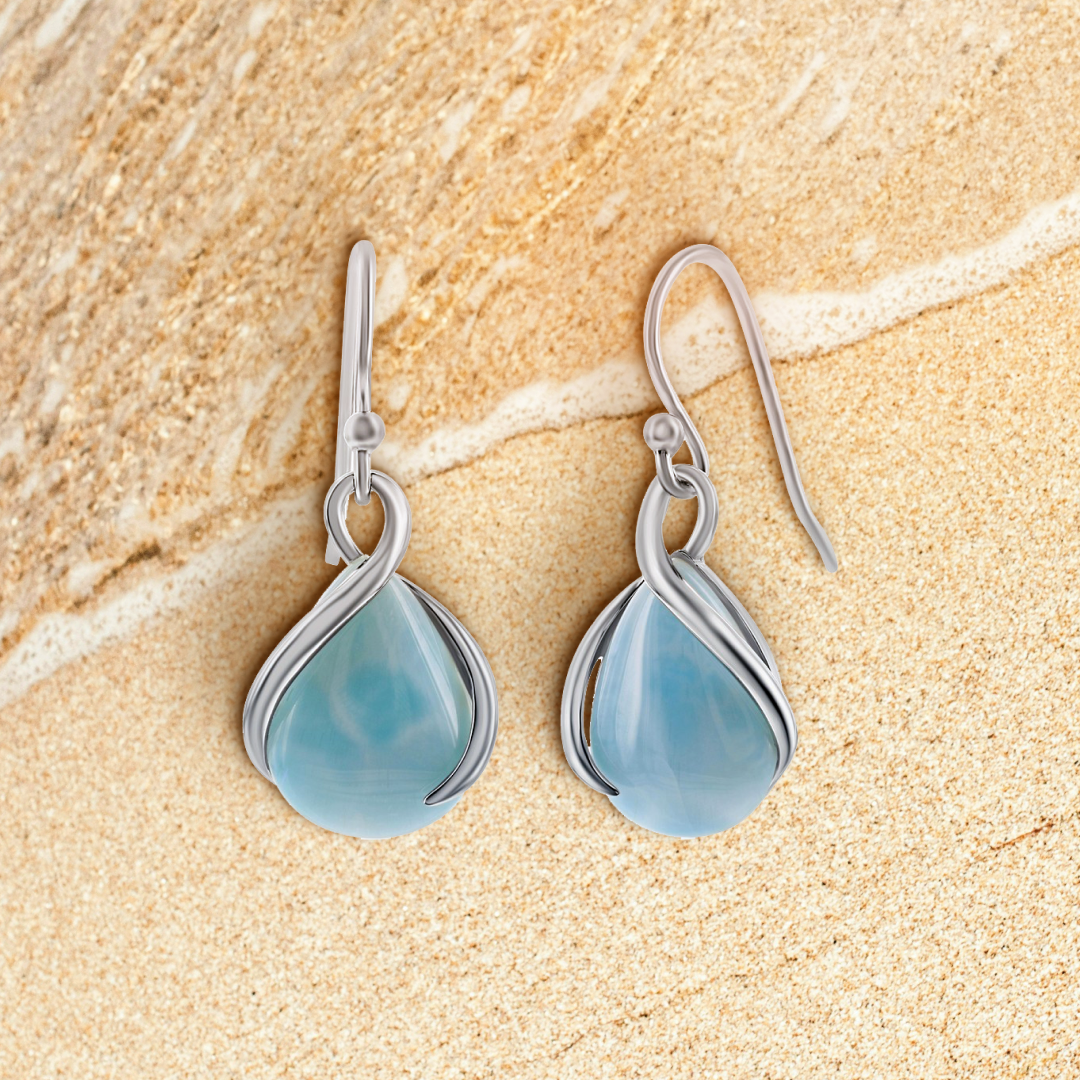 Caribbean Swirl Larimar Earrings