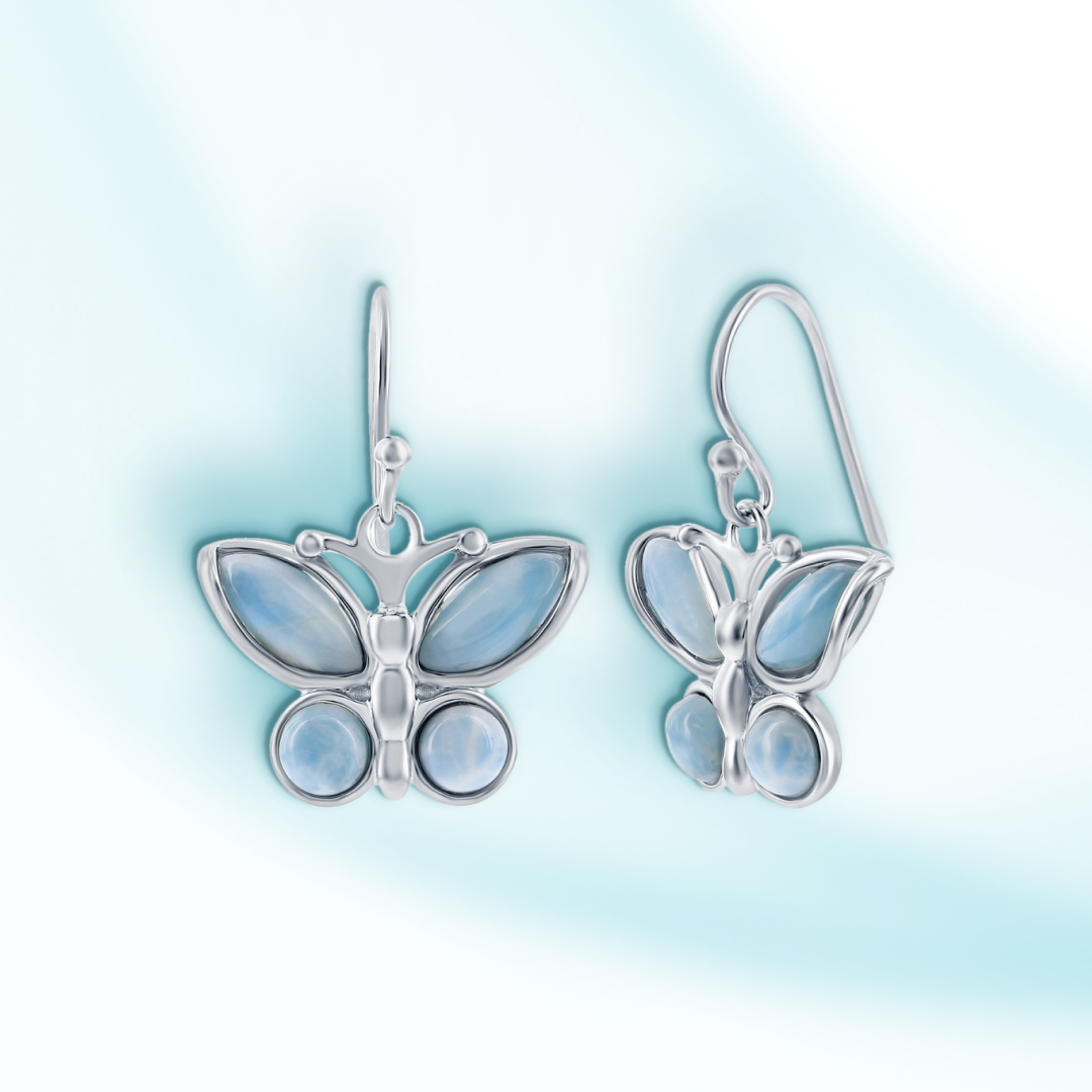 Azure Wings Larimar Butterfly Earrings