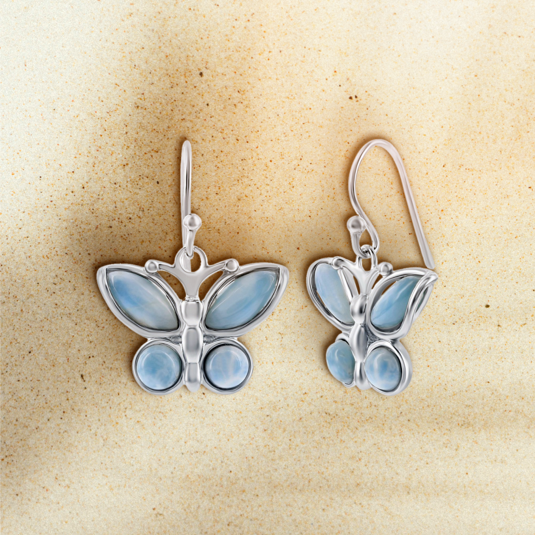 Azure Wings Larimar Butterfly Earrings