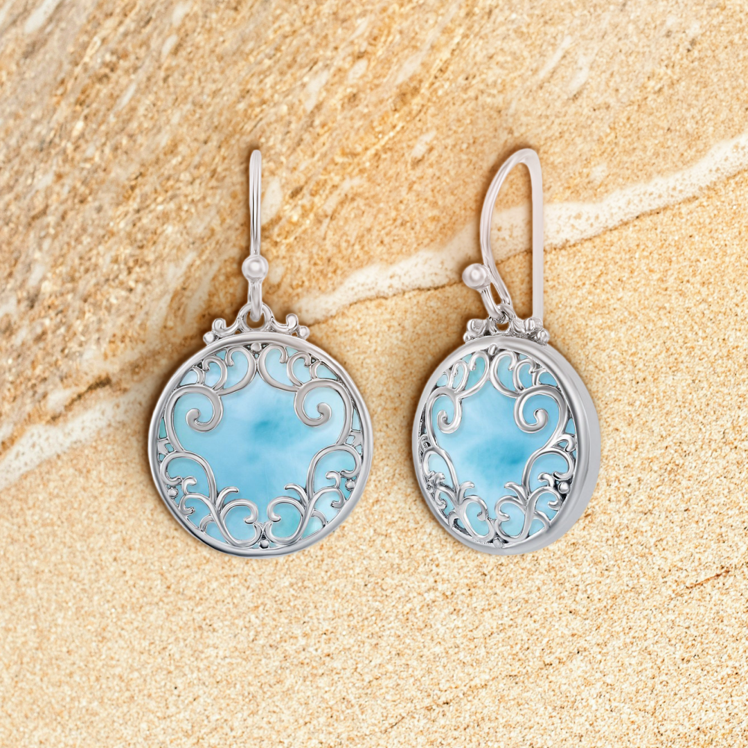 Caribbean Lace Larimar Earrings