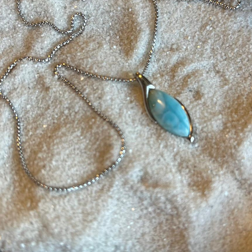 Ocean Teardrop Larimar Pendant