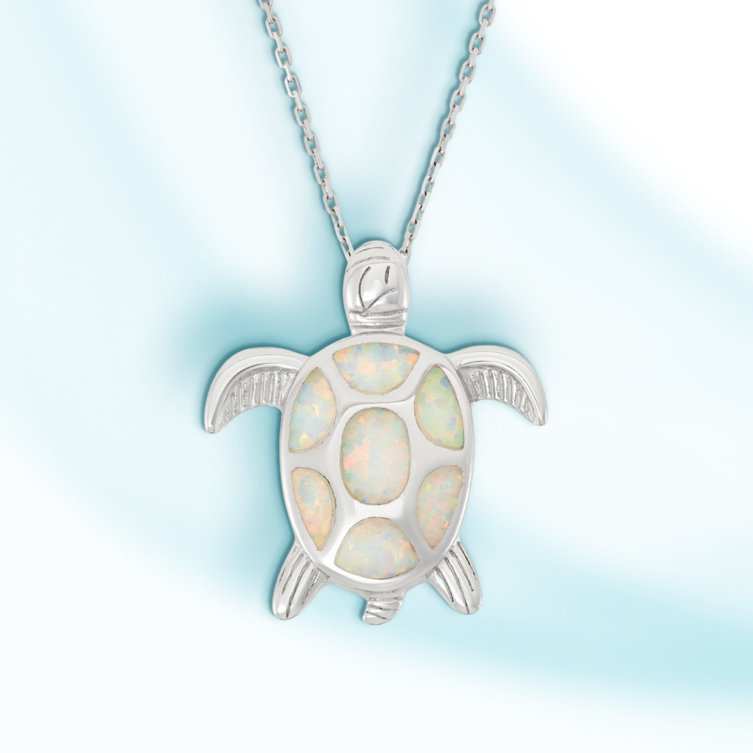 Serenity Shell Opal Turtle Pendant