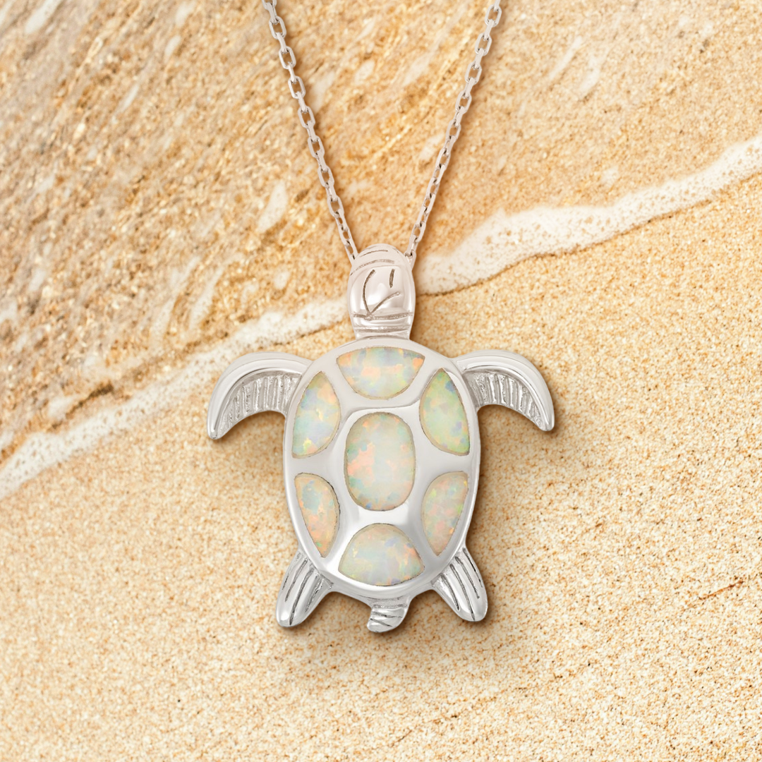 Serenity Shell Opal Turtle Pendant