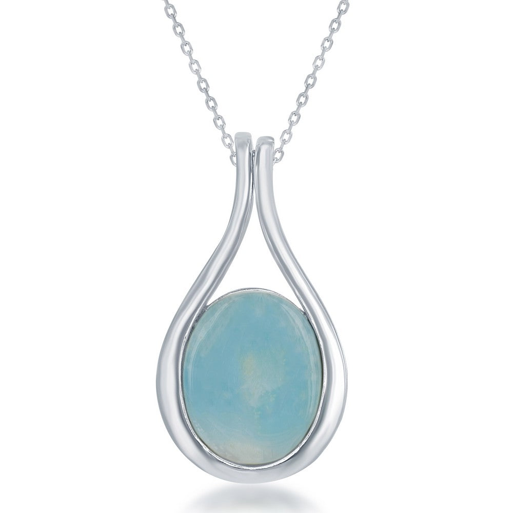 Sterling Silver, Teardrop Larimar Pendant