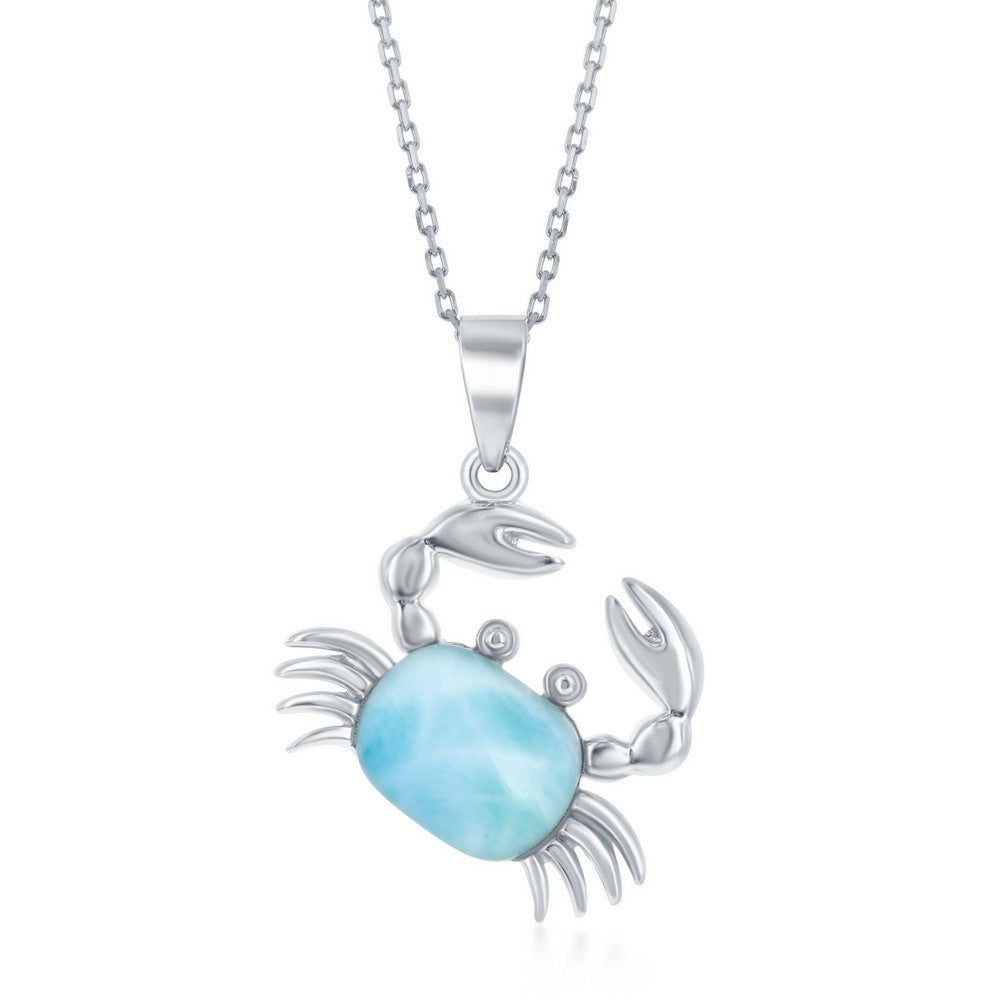 Sterling Silver, Larimar Crab Pendant