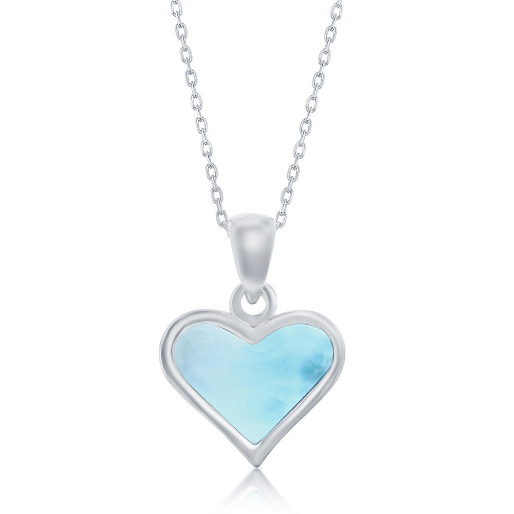 Sterling Silver, Larimar Heart Pendant
