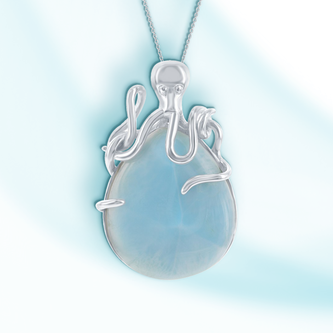 Deep Sea Guardian Larimar Octopus Pendant