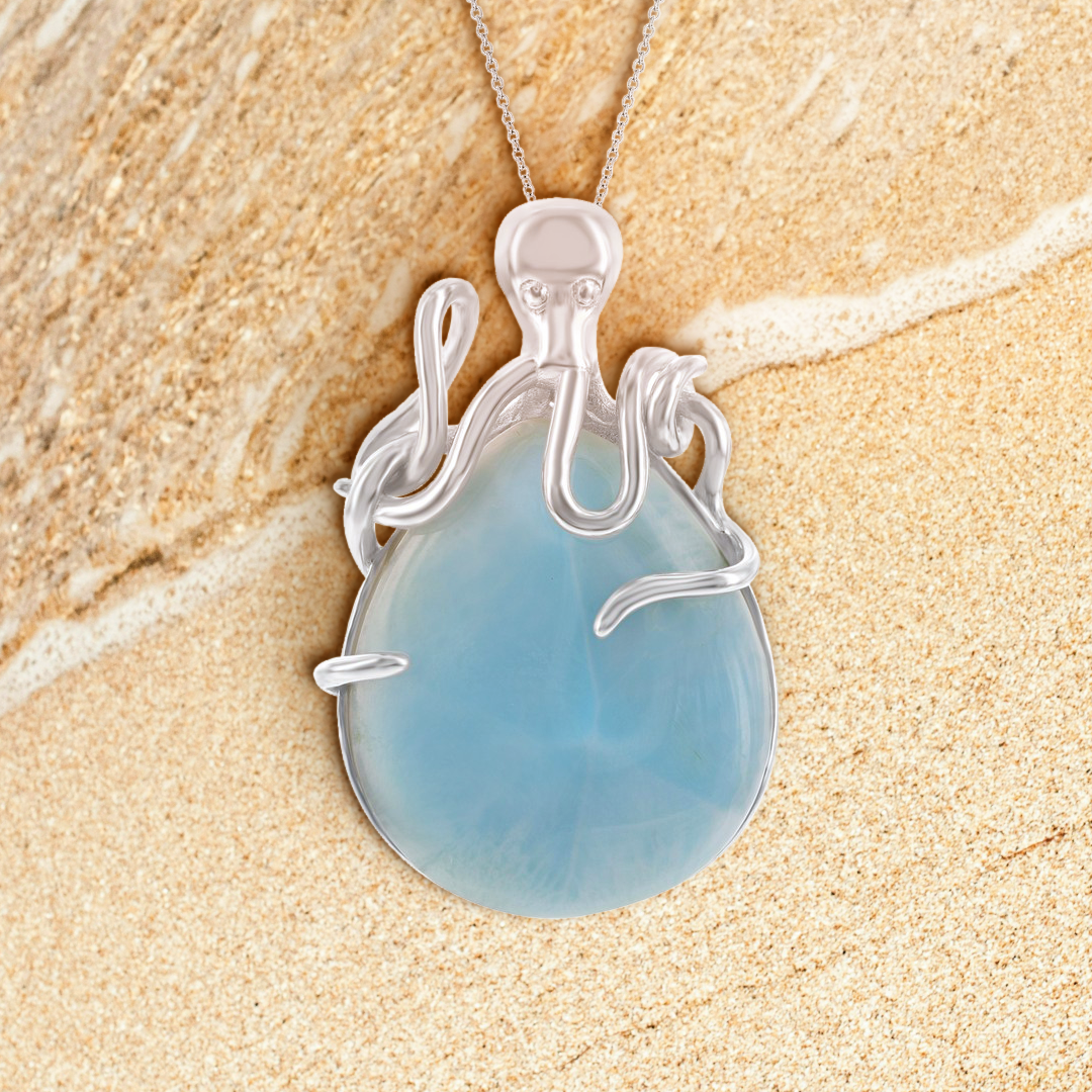 Deep Sea Guardian Larimar Octopus Pendant