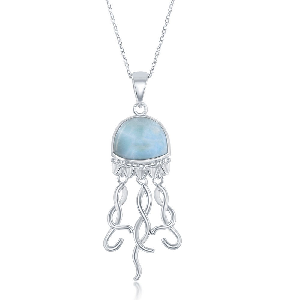 Sterling Silver, Larimar Jellyfish Pendant