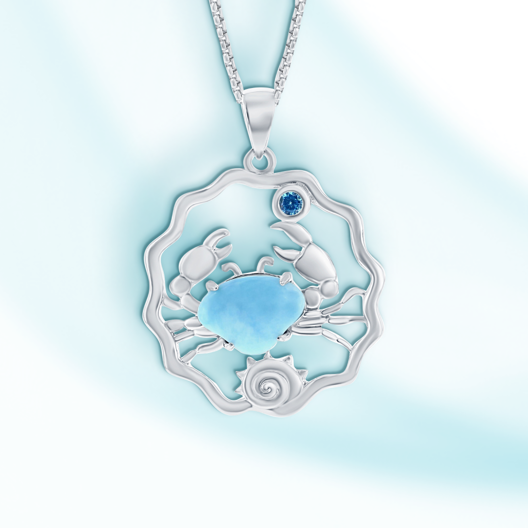 Coastal Crab Larimar Pendant