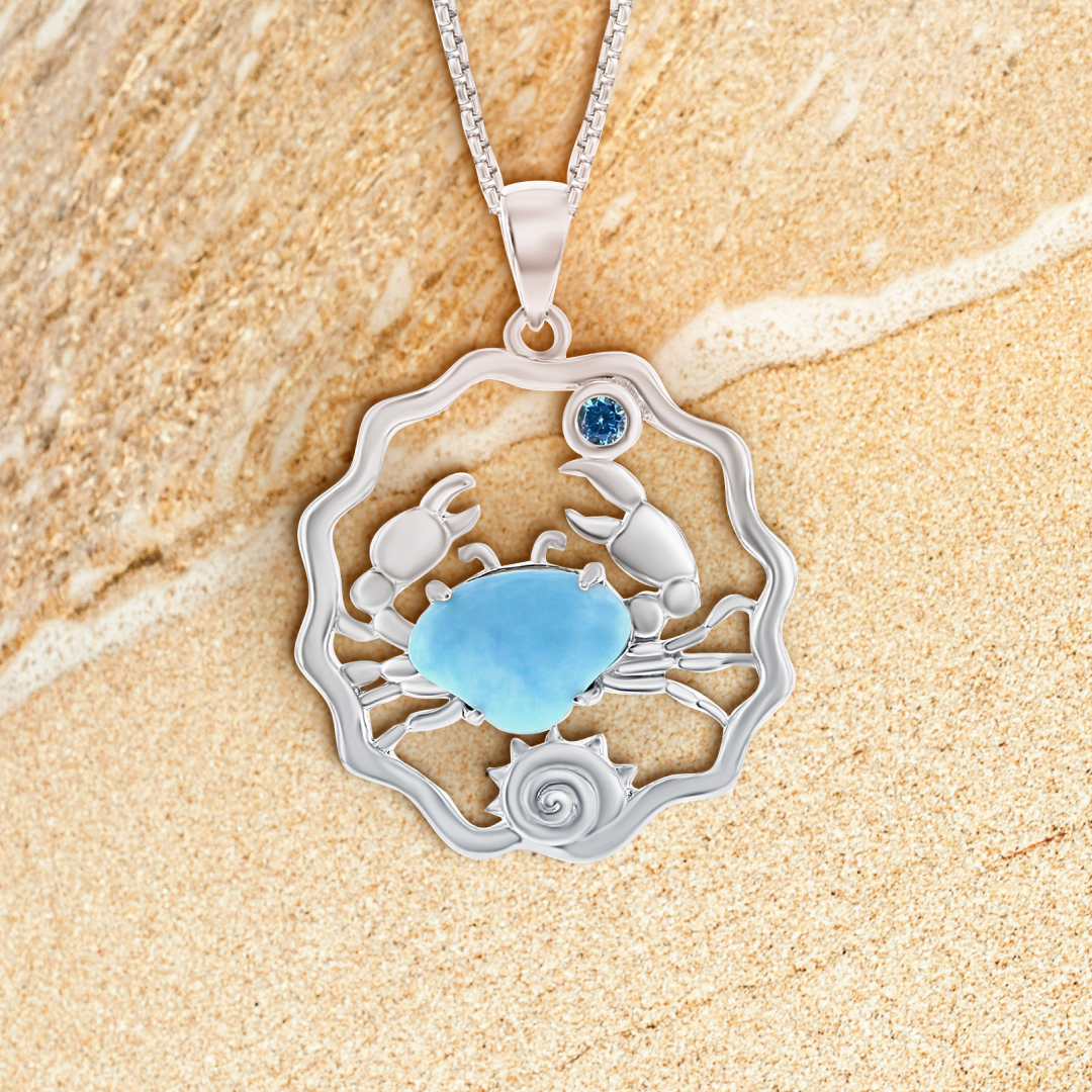 Coastal Crab Larimar Pendant