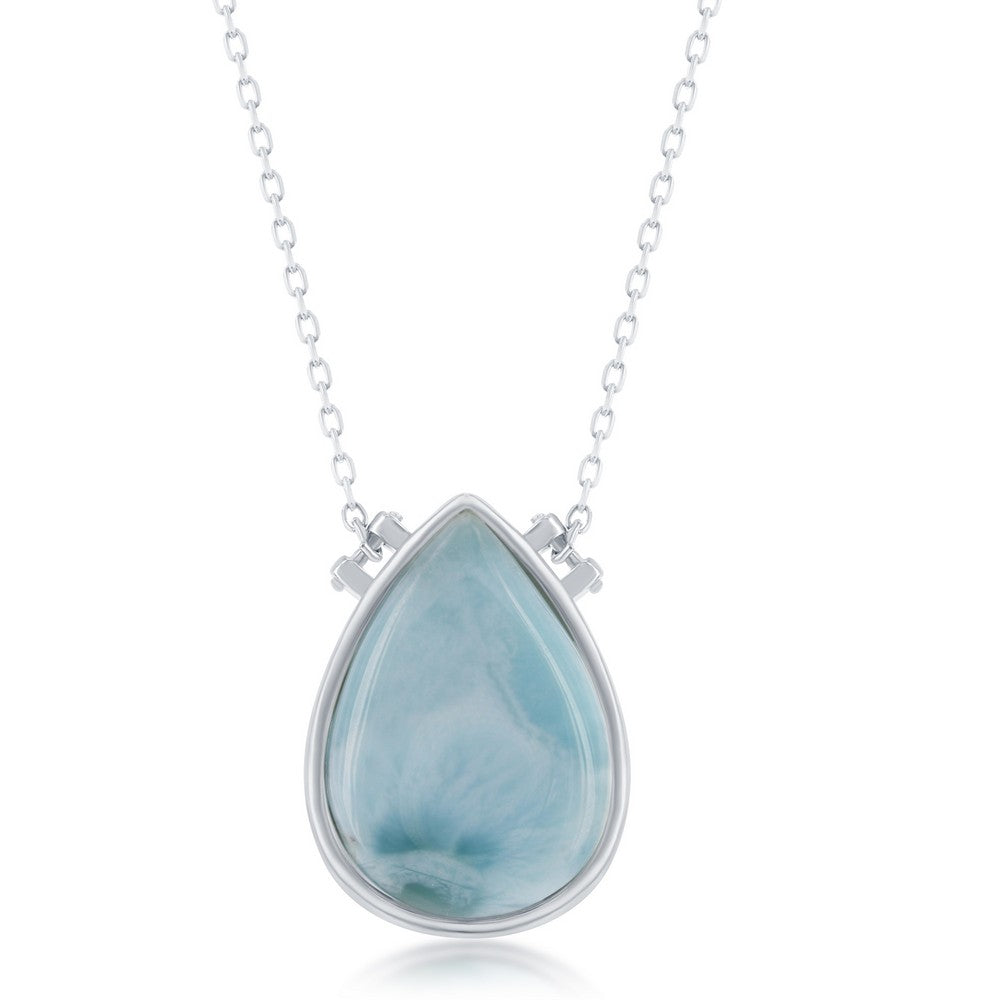 Sterling Silver Pear-Shaped Larimar Necklace