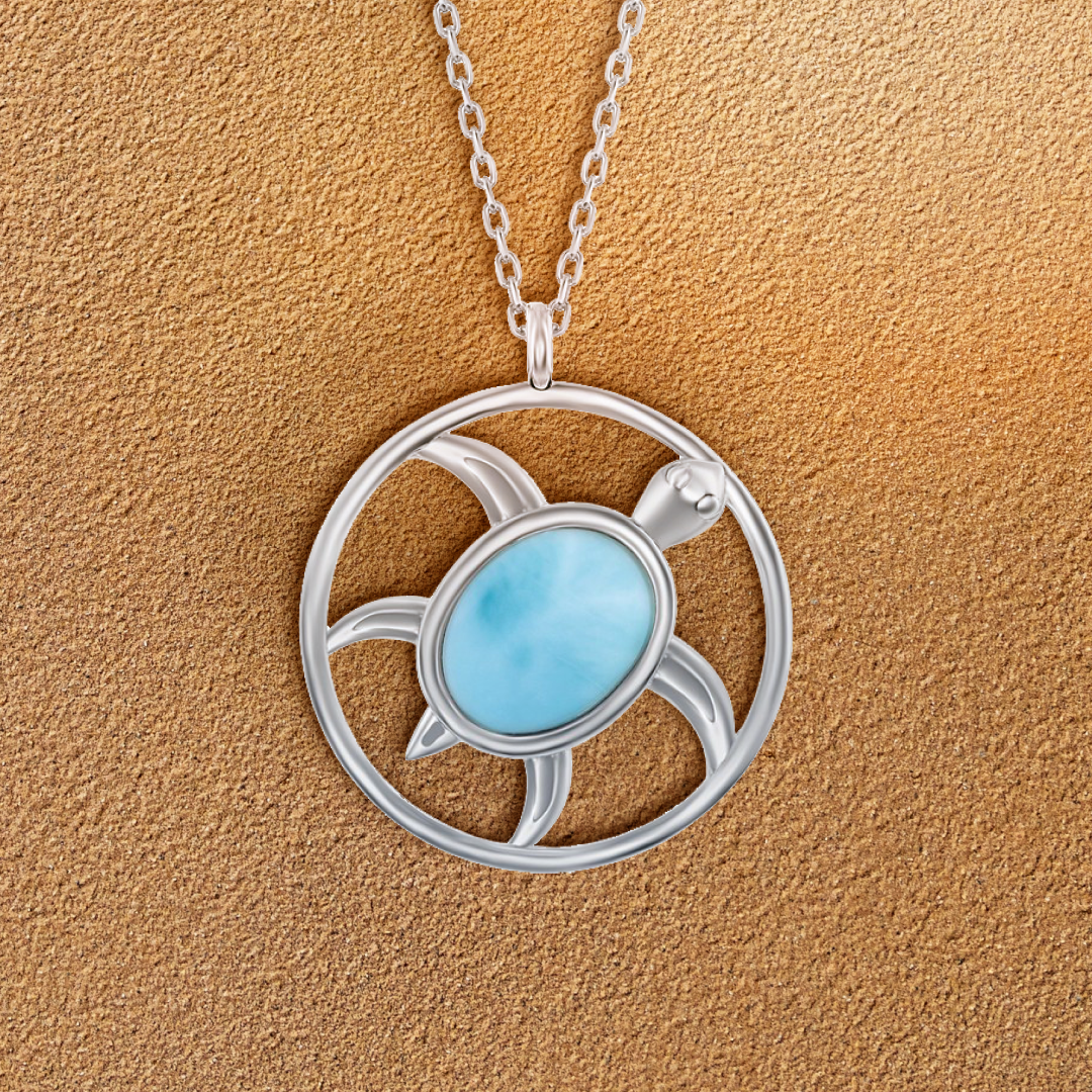 Journey Home Larimar Turtle Necklace