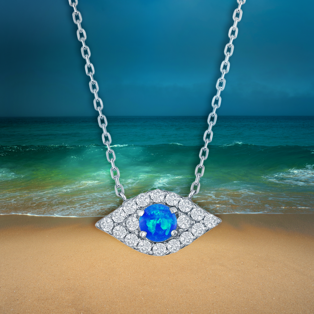 Mystical Guardian Blue Opal Necklace