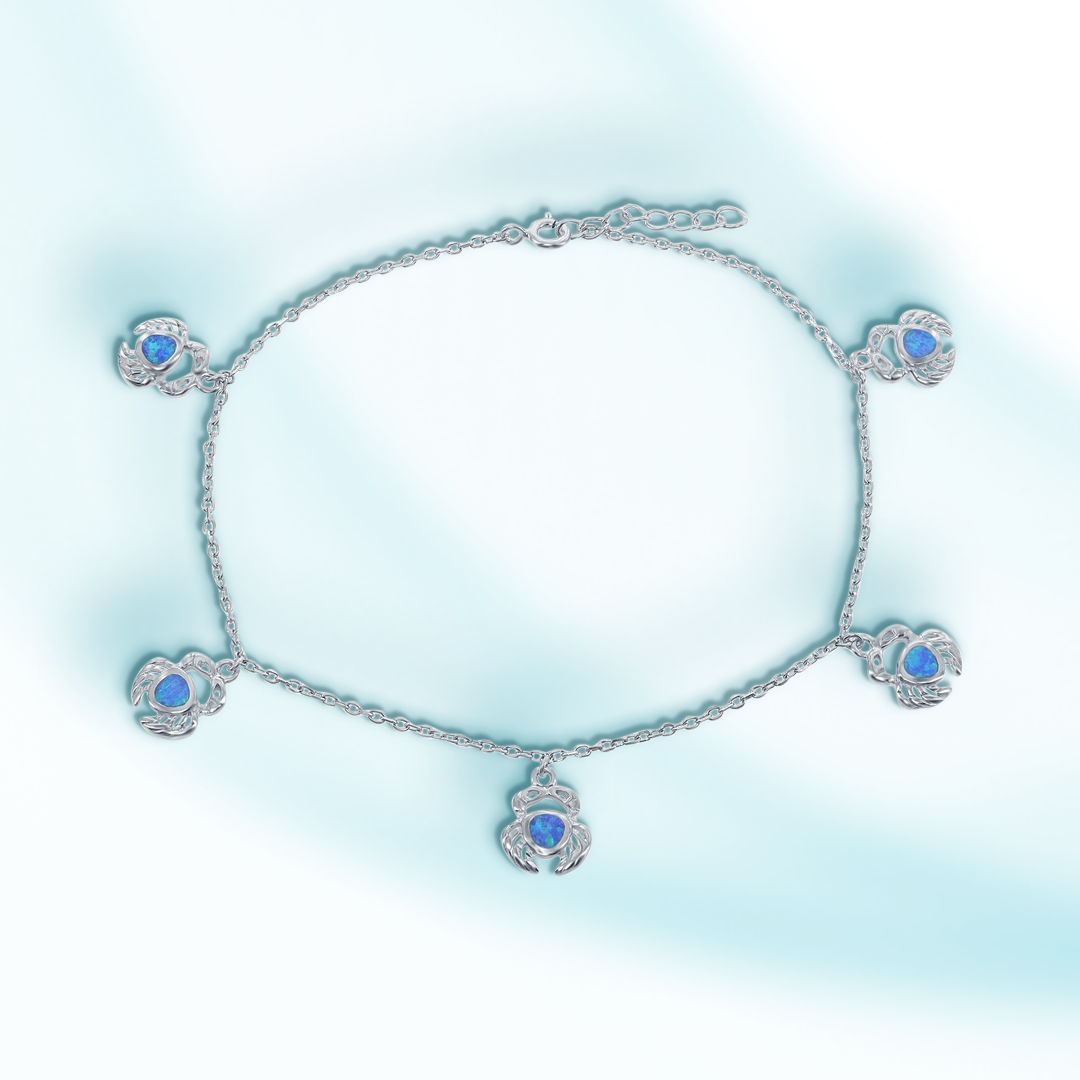 Ocean's Dance Blue Opal Crab Anklet