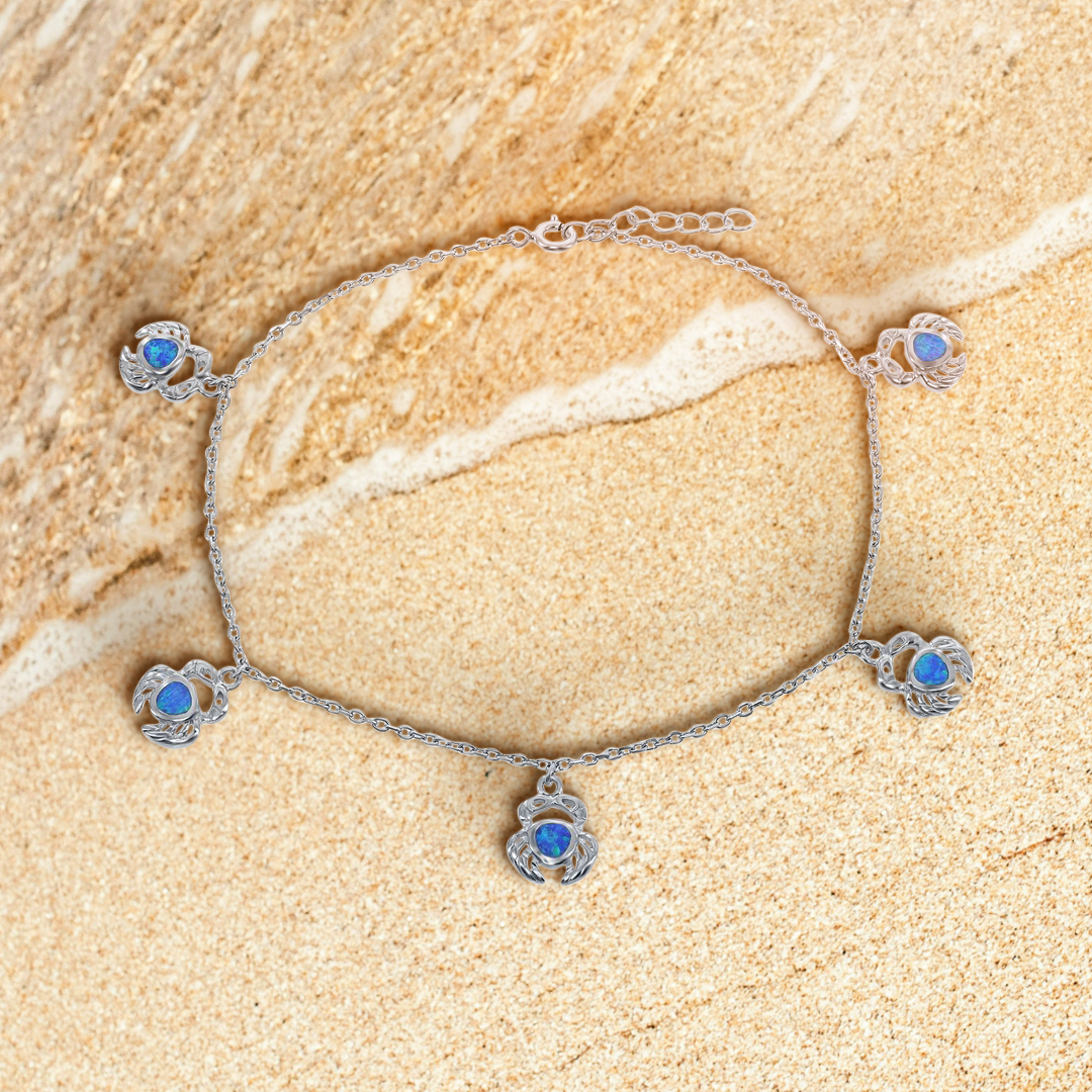 Ocean's Dance Blue Opal Crab Anklet