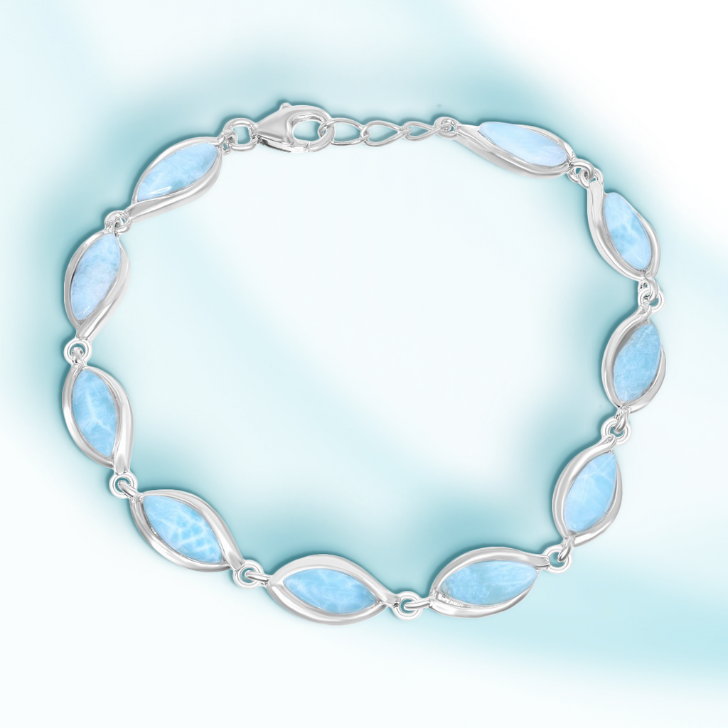 larimarbrace.ymさん2-4-7 Blue Larimar - Black Tourmaline Bracelet II (6mm)
