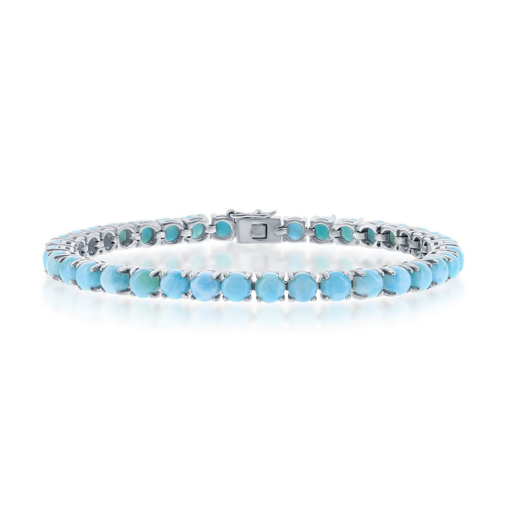 Sterling Silver, 5mm Larimar Tennis Bracelet