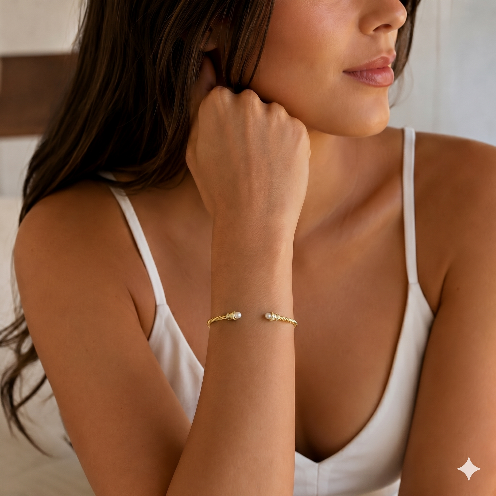 Sterling Silver Pearl Bangle – Caribbean Treasures