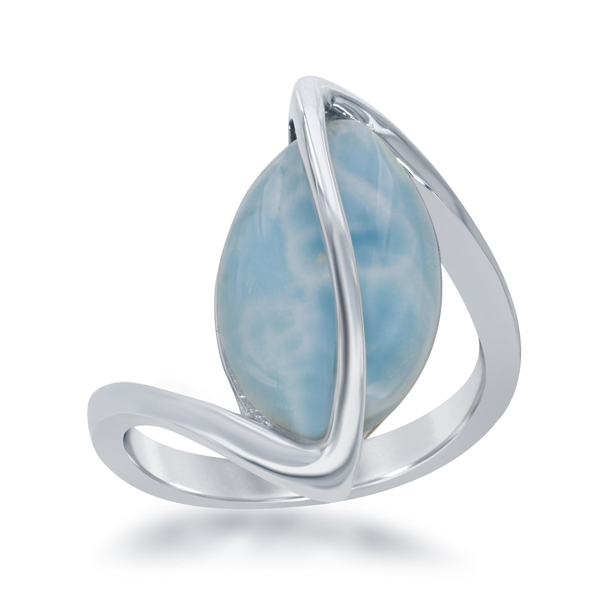 Sterling Silver Oval Larimar Twisted Ring