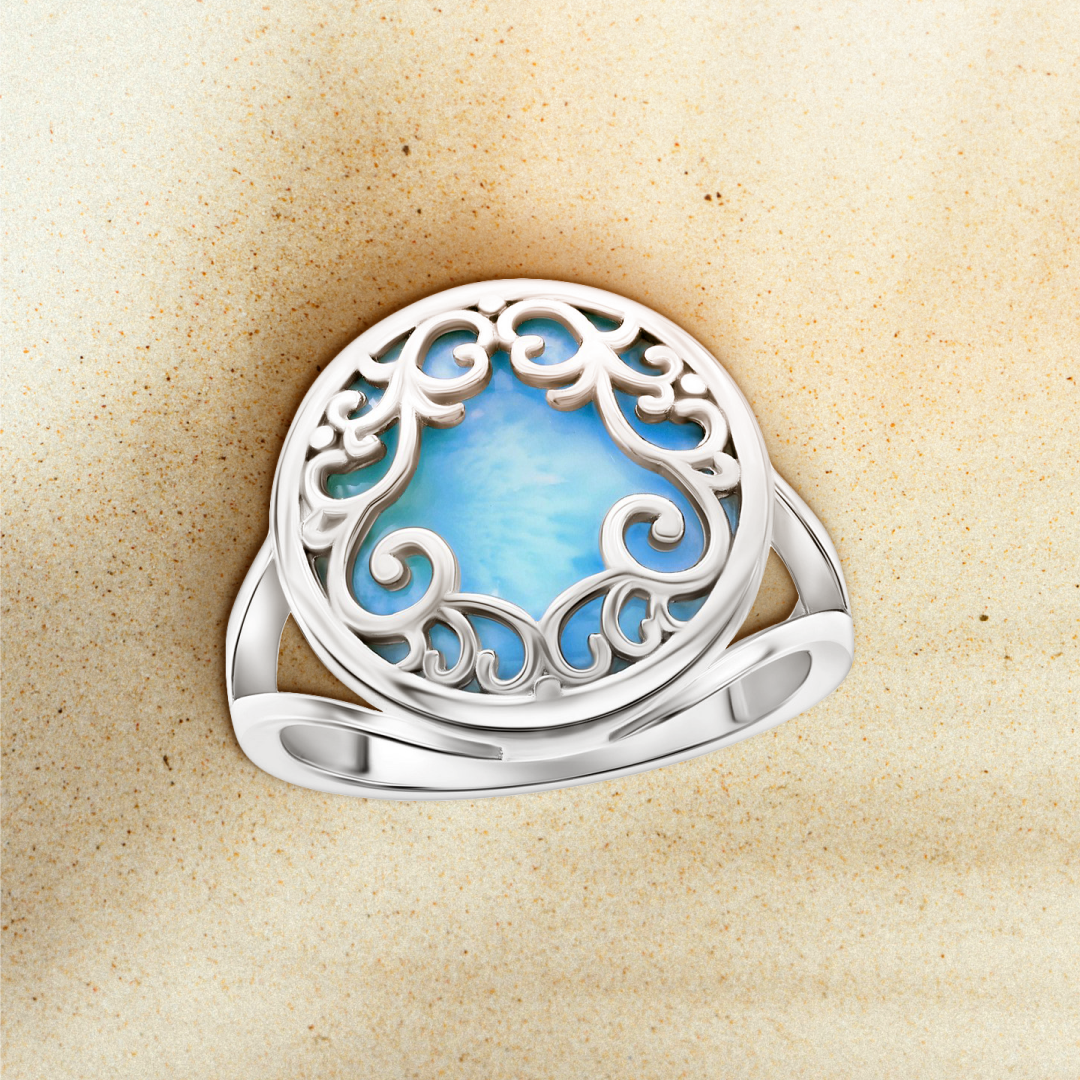 Tropical Lace Larimar Ring