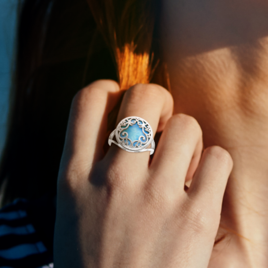 Tropical Lace Larimar Ring