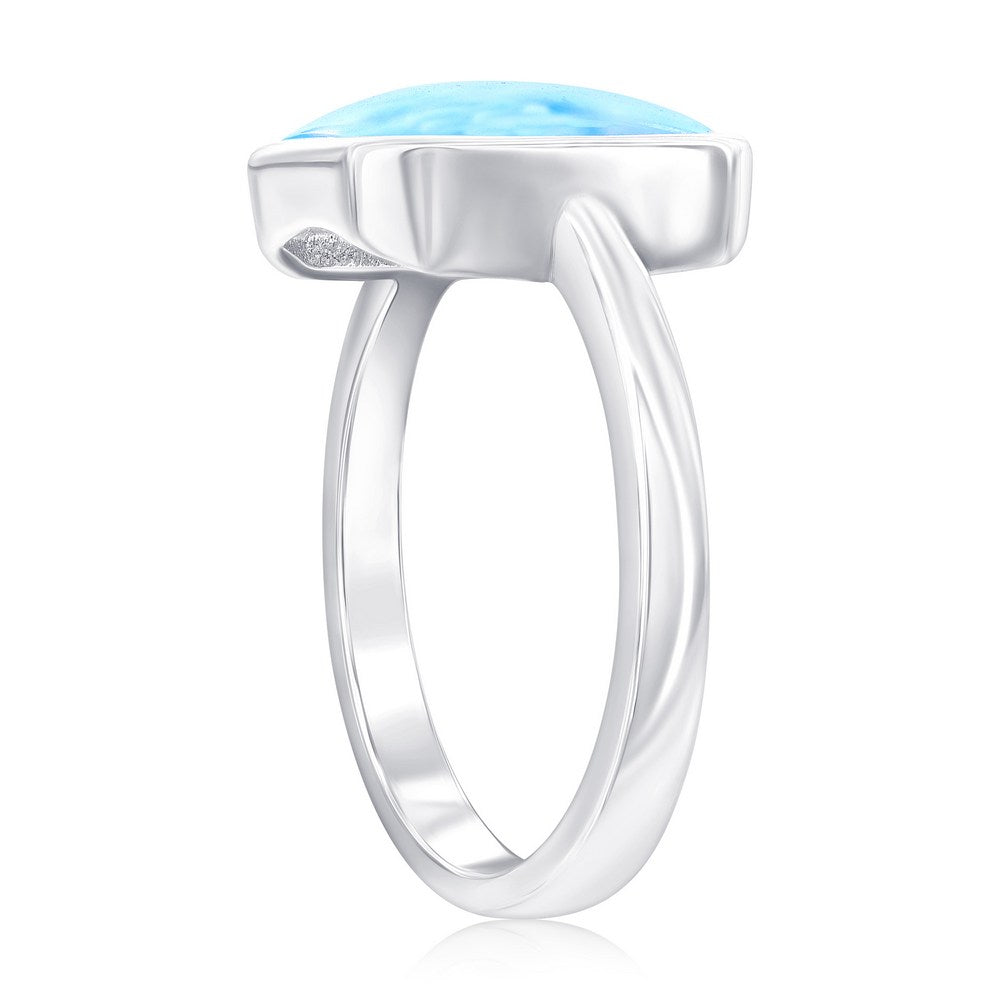 Sterling Silver, Rectangle Larimar Ring