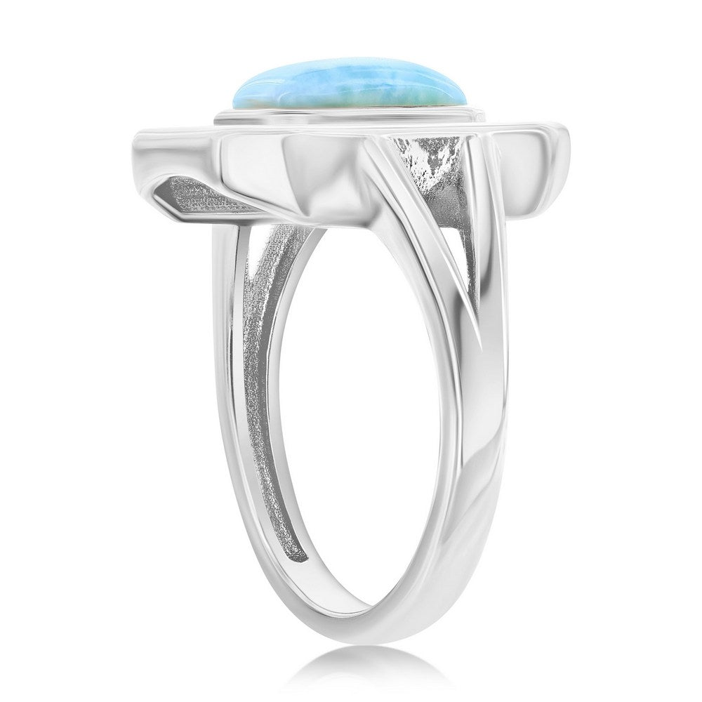 Sterling Silver, Larimar & MOP Rectangle Ring
