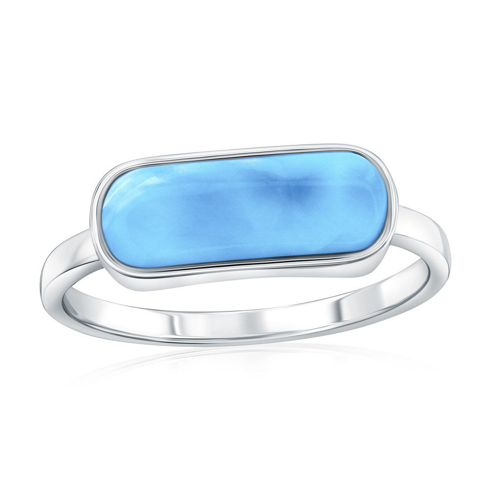 Sterling Silver, Oval Shaped Larimar Ring